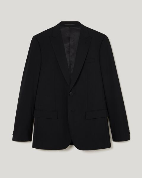 Wool Blend Regular Stretch Premium Tailored Jacket, Black, hi-res